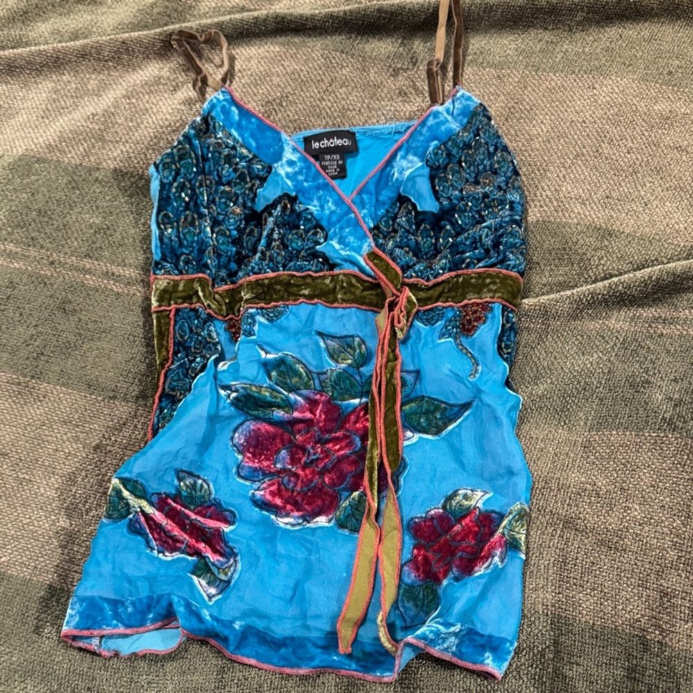 Colorful Floral Wrap Top